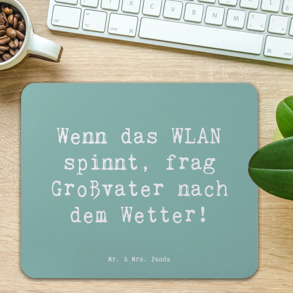 Mouse mat Saying Wenn das WLAN spinnt, frag Großvater nach dem Wetter! Mousepad, Computer zubehör, Büroausstattung, PC Zubehör, Arbeitszimmer, Mauspad, Einzigartiges Mauspad, Designer Mauspad, Mausunterlage, Mauspad Büro, Familie, Vatertag, Muttertag, Bruder, Schwester, Mama, Papa, Oma, Opa