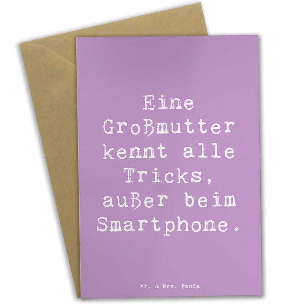 Greetings card Saying Eine Großmutter kennt alle Tricks, außer beim Smartphone. Grußkarte, Klappkarte, Einladungskarte, Glückwunschkarte, Hochzeitskarte, Geburtstagskarte, Karte, Ansichtskarten, Familie, Vatertag, Muttertag, Bruder, Schwester, Mama, Papa, Oma, Opa