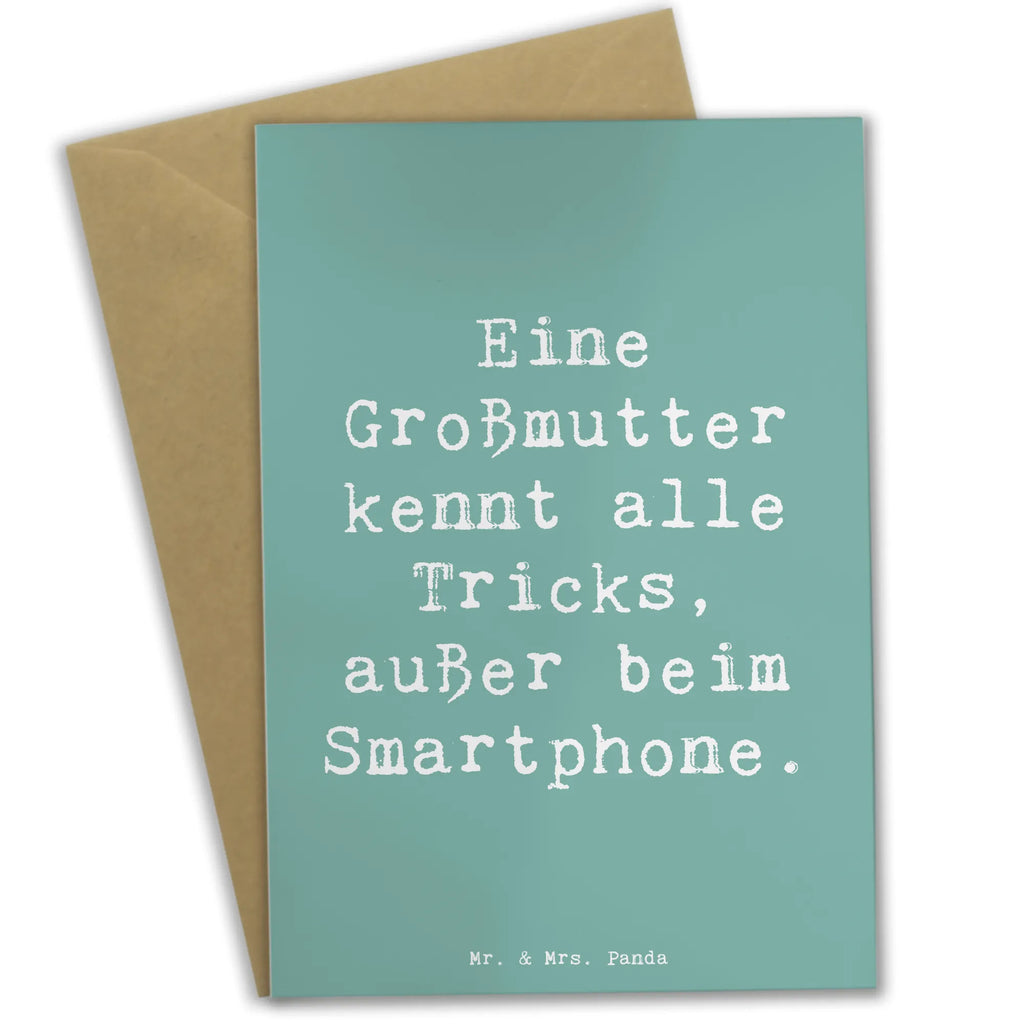Greetings card Saying Eine Großmutter kennt alle Tricks, außer beim Smartphone. Grußkarte, Klappkarte, Einladungskarte, Glückwunschkarte, Hochzeitskarte, Geburtstagskarte, Karte, Ansichtskarten, Familie, Vatertag, Muttertag, Bruder, Schwester, Mama, Papa, Oma, Opa