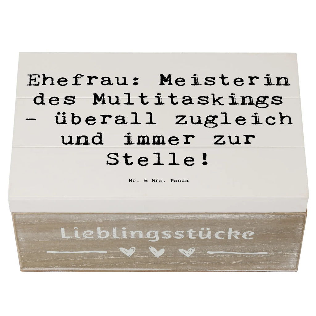Wooden chest Saying Ehefrau: Meisterin des Multitaskings - überall zugleich und immer zur Stelle! XXL, Dekokiste, Holzkiste, Aufbewahrungsbox, Geschenkdose, Schatzkiste, Erinnerungskiste, Kiste, Truhe, Erinnerungsbox, Schatulle, Geschenkbox, Familie, Vatertag, Muttertag, Bruder, Schwester, Mama, Papa, Oma, Opa