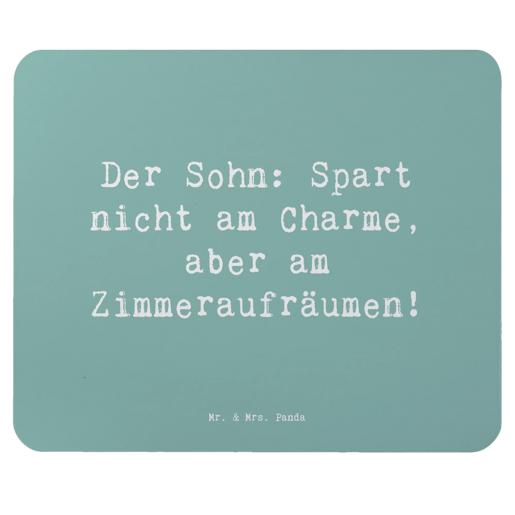 Mouse mat Saying Der Sohn: Spart nicht am Charme, aber am Zimmeraufräumen! Mousepad, Computer zubehör, Büroausstattung, PC Zubehör, Arbeitszimmer, Mauspad, Einzigartiges Mauspad, Designer Mauspad, Mausunterlage, Mauspad Büro, Familie, Vatertag, Muttertag, Bruder, Schwester, Mama, Papa, Oma, Opa