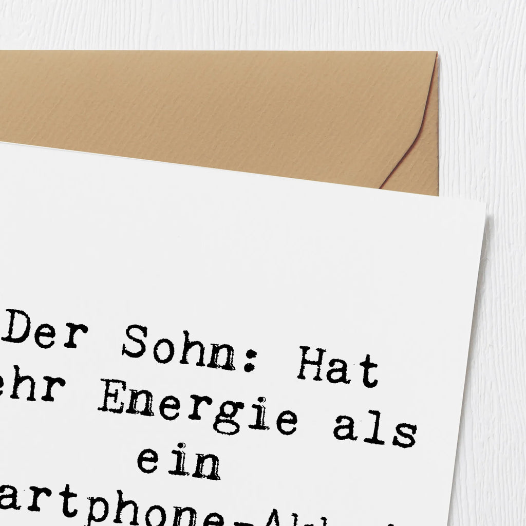Deluxe Karte Spruch Energie Sohn Karte, Hochzeitskarte, Einladungskarte, Hochwertige Grußkarte, Hochwertige Klappkarte, Geburtstagskarte, Klappkarte, Grußkarte, Glückwunschkarte, Familie, Vatertag, Muttertag, Bruder, Schwester, Mama, Papa, Oma, Opa