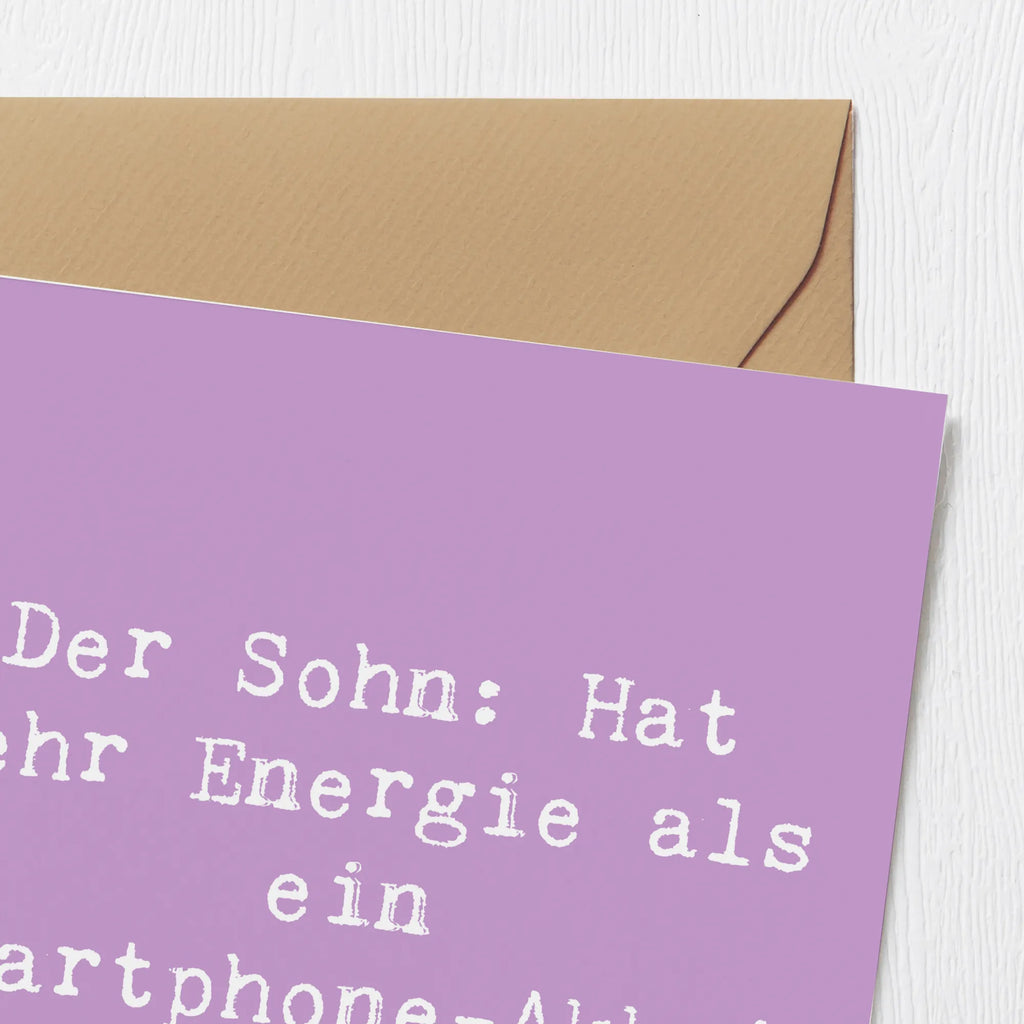 Deluxe Karte Spruch Energie Sohn Karte, Hochzeitskarte, Einladungskarte, Hochwertige Grußkarte, Hochwertige Klappkarte, Geburtstagskarte, Klappkarte, Grußkarte, Glückwunschkarte, Familie, Vatertag, Muttertag, Bruder, Schwester, Mama, Papa, Oma, Opa