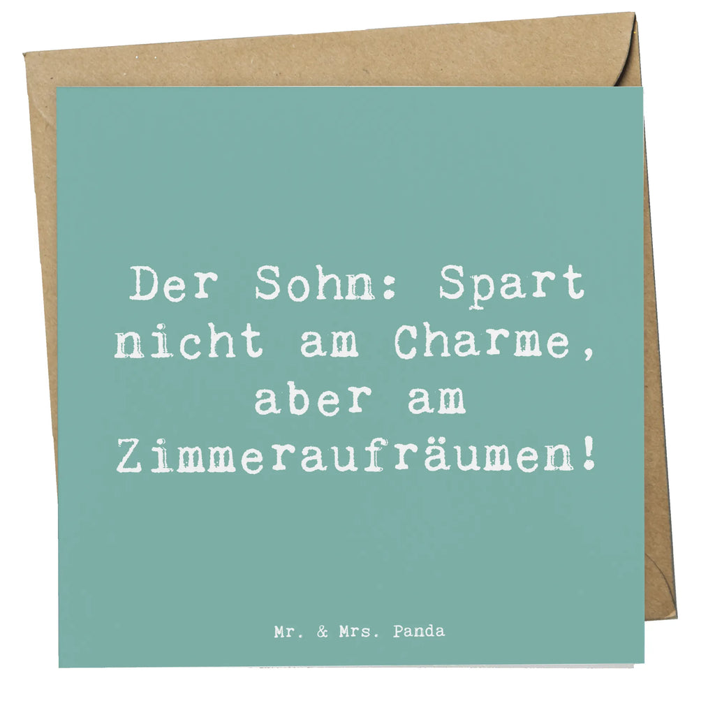 Deluxe Karte Spruch Sohn Charme Einladungskarte, Karte, Glückwunschkarte, Geburtstagskarte, Klappkarte, Grußkarte, Hochzeitskarte, Hochwertige Grußkarte, Hochwertige Klappkarte, Familie, Vatertag, Muttertag, Bruder, Schwester, Mama, Papa, Oma, Opa
