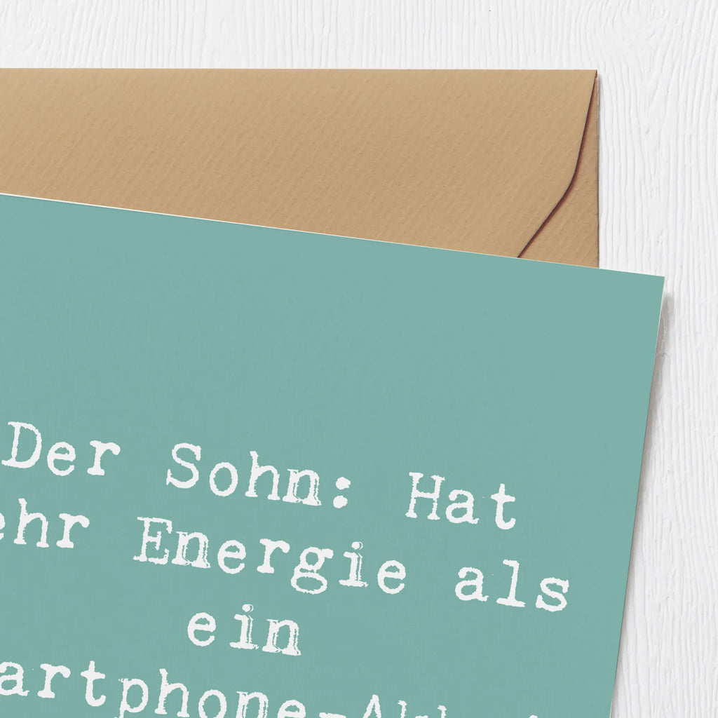Deluxe Karte Spruch Energie Sohn Karte, Hochzeitskarte, Einladungskarte, Hochwertige Grußkarte, Hochwertige Klappkarte, Geburtstagskarte, Klappkarte, Grußkarte, Glückwunschkarte, Familie, Vatertag, Muttertag, Bruder, Schwester, Mama, Papa, Oma, Opa