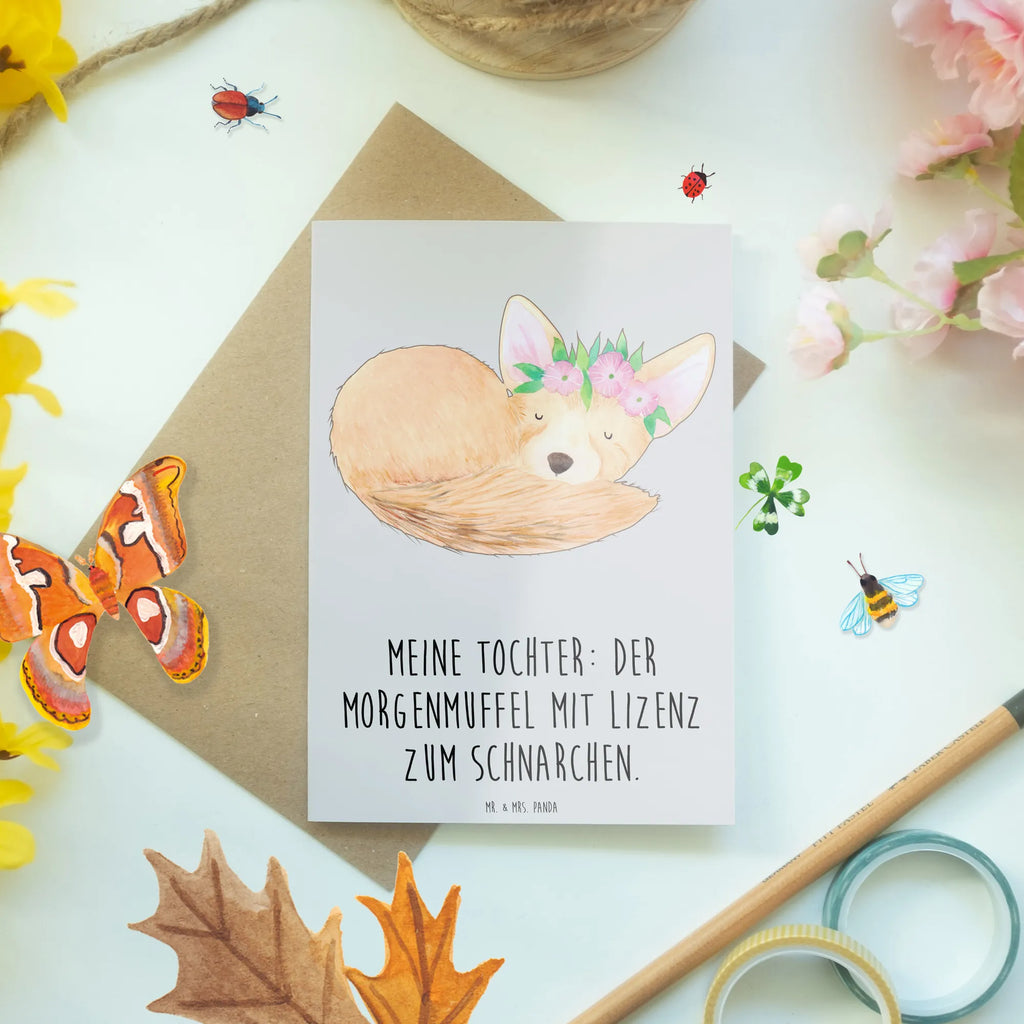 Greetings card Meine Tochter: Der Morgenmuffel mit Lizenz zum Schnarchen. Ansichtskarten, Karte, Hochzeitskarte, Klappkarte, Glückwunschkarte, Geburtstagskarte, Einladungskarte, Grußkarte, Familie, Vatertag, Muttertag, Bruder, Schwester, Mama, Papa, Oma, Opa