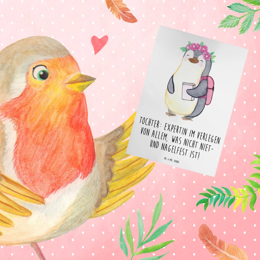 Greetings card Tochter: Expertin im Verlegen von allem, was nicht niet- und nagelfest ist! Klappkarte, Geburtstagskarte, Hochzeitskarte, Ansichtskarten, Einladungskarte, Karte, Grußkarte, Glückwunschkarte, Familie, Vatertag, Muttertag, Bruder, Schwester, Mama, Papa, Oma, Opa