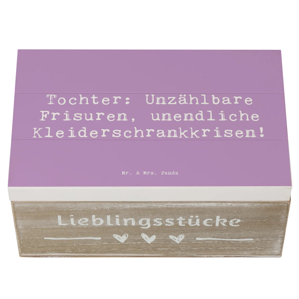 Wooden chest Saying Tochter: Unzählbare Frisuren, unendliche Kleiderschrankkrisen! Holzkiste, Schatzkiste, Dekokiste, Geschenkbox, Erinnerungskiste, Aufbewahrungsbox, Erinnerungsbox, Geschenkdose, Kiste, Truhe, XXL, Schatulle, Familie, Vatertag, Muttertag, Bruder, Schwester, Mama, Papa, Oma, Opa