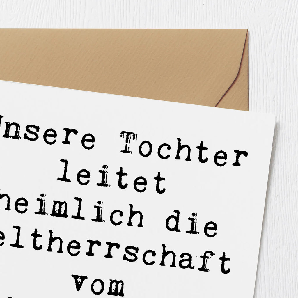 Deluxe Karte Spruch Tochter Weltherrschaft Klappkarte, Grußkarte, Hochwertige Klappkarte, Karte, Glückwunschkarte, Einladungskarte, Hochwertige Grußkarte, Geburtstagskarte, Hochzeitskarte, Familie, Vatertag, Muttertag, Bruder, Schwester, Mama, Papa, Oma, Opa