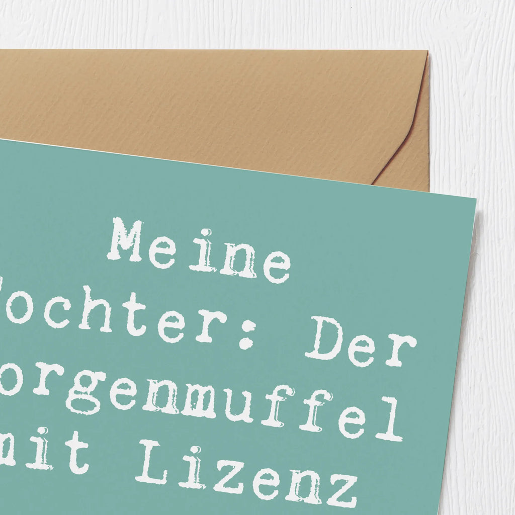 Deluxe Karte Spruch Tochter Morgenmuffel Hochzeitskarte, Grußkarte, Einladungskarte, Karte, Geburtstagskarte, Hochwertige Klappkarte, Hochwertige Grußkarte, Klappkarte, Glückwunschkarte, Familie, Vatertag, Muttertag, Bruder, Schwester, Mama, Papa, Oma, Opa