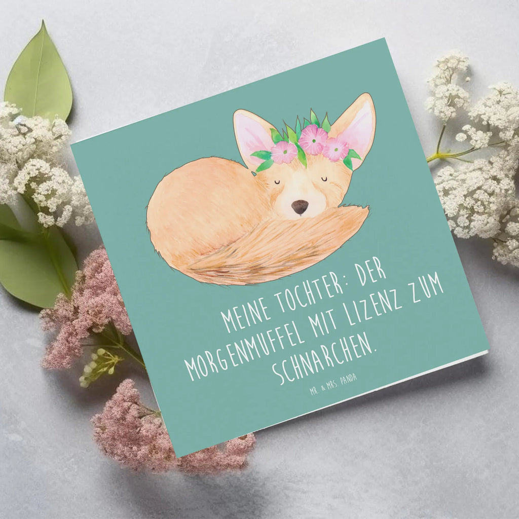 Deluxe Card Meine Tochter: Der Morgenmuffel mit Lizenz zum Schnarchen. Hochwertige Klappkarte, Glückwunschkarte, Karte, Grußkarte, Klappkarte, Hochzeitskarte, Hochwertige Grußkarte, Geburtstagskarte, Einladungskarte, Familie, Vatertag, Muttertag, Bruder, Schwester, Mama, Papa, Oma, Opa