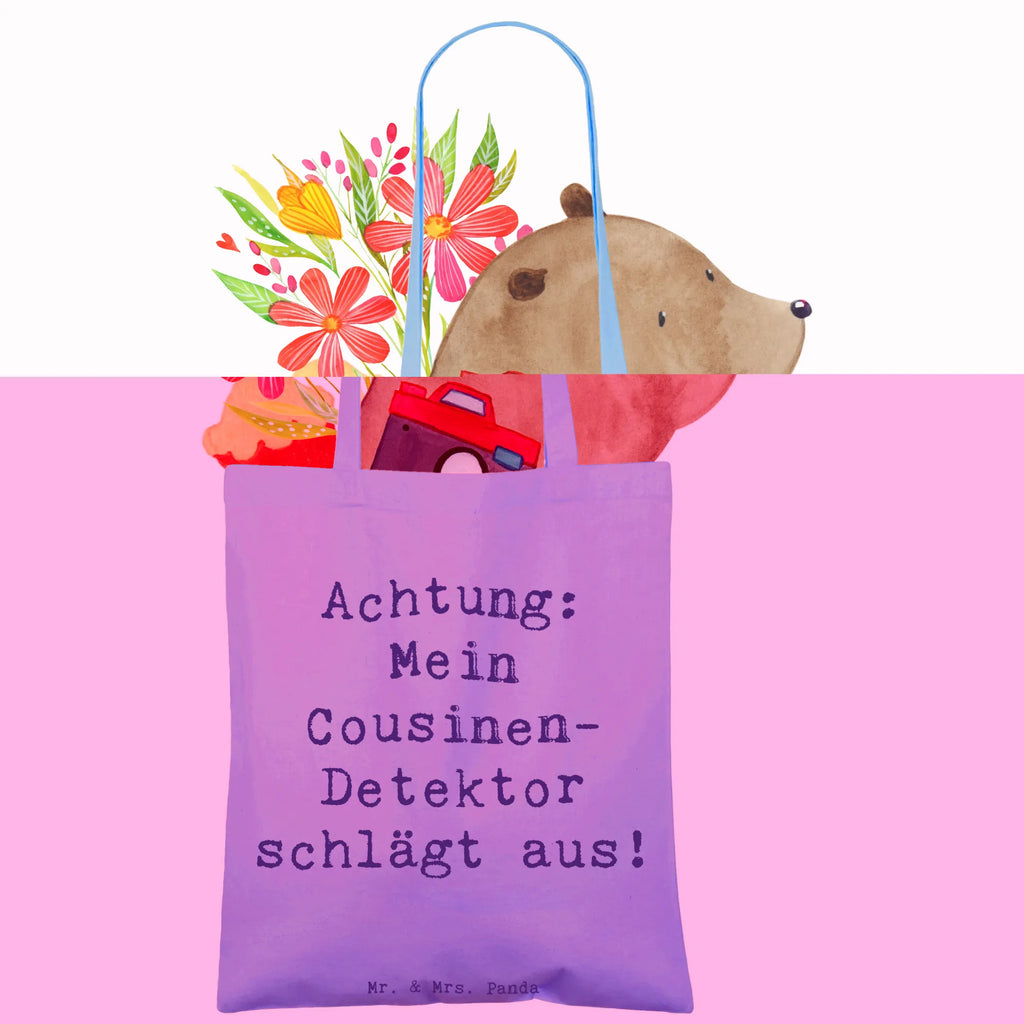 Tote bag Saying Achtung: Mein Cousinen-Detektor schlägt aus! Beuteltasche, Beutel, Einkaufstasche, Jutebeutel, Stoffbeutel, Tasche, Shopper, Umhängetasche, Strandtasche, Schultertasche, Stofftasche, Tragetasche, Badetasche, Jutetasche, Einkaufstüte, Laptoptasche, Familie, Vatertag, Muttertag, Bruder, Schwester, Mama, Papa, Oma, Opa