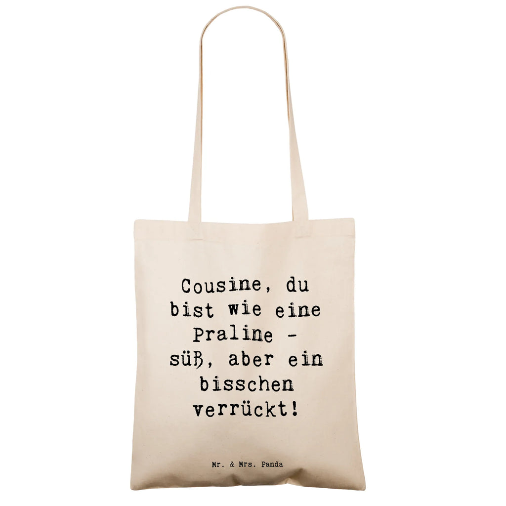Tragetasche Spruch Cousine Praline Laptoptasche, Stofftasche, Umhängetasche, Jutebeutel, Badetasche, Schultertasche, Beuteltasche, Shopper, Strandtasche, Stoffbeutel, Jutetasche, Tasche, Beutel, Tragetasche, Einkaufstüte, Einkaufstasche, Familie, Vatertag, Muttertag, Bruder, Schwester, Mama, Papa, Oma, Opa