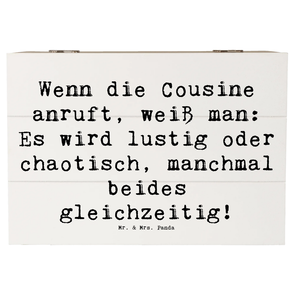 Wooden chest Saying Wenn die Cousine anruft, weiß man: Es wird lustig oder chaotisch, manchmal beides gleichzeitig! Dekokiste, Erinnerungskiste, Kiste, Geschenkdose, Schatzkiste, XXL, Geschenkbox, Aufbewahrungsbox, Truhe, Holzkiste, Schatulle, Erinnerungsbox, Familie, Vatertag, Muttertag, Bruder, Schwester, Mama, Papa, Oma, Opa