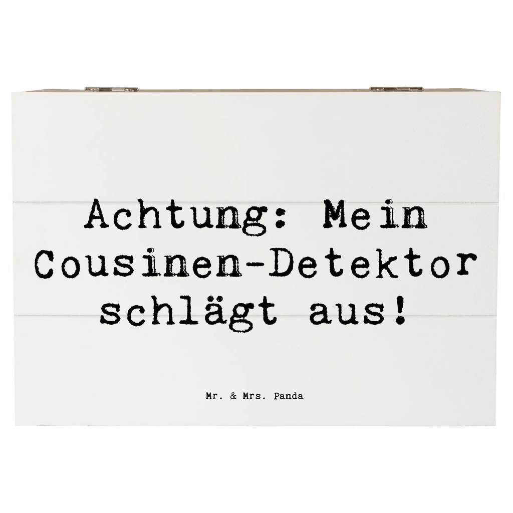 Wooden chest Saying Achtung: Mein Cousinen-Detektor schlägt aus! XXL, Kiste, Holzkiste, Truhe, Geschenkdose, Aufbewahrungsbox, Schatzkiste, Dekokiste, Erinnerungskiste, Schatulle, Geschenkbox, Erinnerungsbox, Familie, Vatertag, Muttertag, Bruder, Schwester, Mama, Papa, Oma, Opa