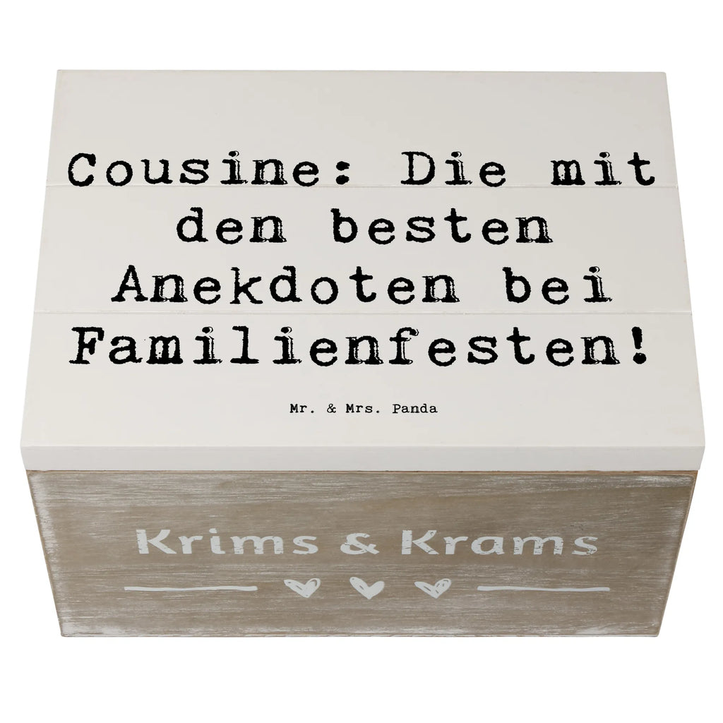 Holzkiste Spruch Cousine Anekdoten Schatulle, Geschenkbox, XXL, Erinnerungskiste, Dekokiste, Erinnerungsbox, Aufbewahrungsbox, Truhe, Holzkiste, Geschenkdose, Schatzkiste, Kiste, Familie, Vatertag, Muttertag, Bruder, Schwester, Mama, Papa, Oma, Opa