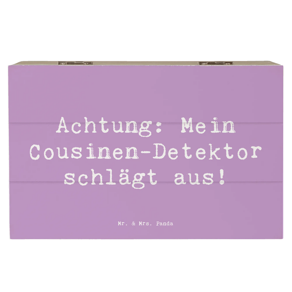 Wooden chest Saying Achtung: Mein Cousinen-Detektor schlägt aus! XXL, Kiste, Holzkiste, Truhe, Geschenkdose, Aufbewahrungsbox, Schatzkiste, Dekokiste, Erinnerungskiste, Schatulle, Geschenkbox, Erinnerungsbox, Familie, Vatertag, Muttertag, Bruder, Schwester, Mama, Papa, Oma, Opa