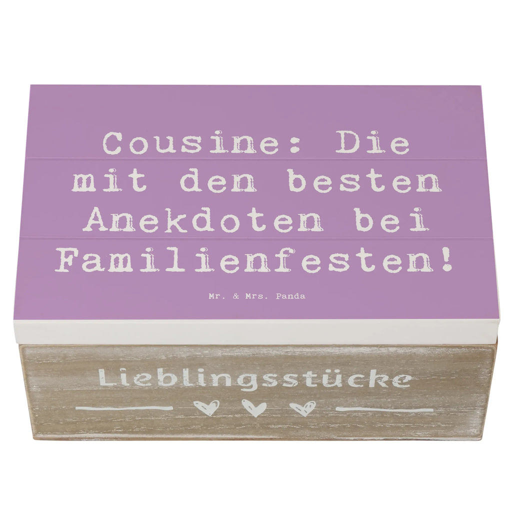 Holzkiste Spruch Cousine Anekdoten Schatulle, Geschenkbox, XXL, Erinnerungskiste, Dekokiste, Erinnerungsbox, Aufbewahrungsbox, Truhe, Holzkiste, Geschenkdose, Schatzkiste, Kiste, Familie, Vatertag, Muttertag, Bruder, Schwester, Mama, Papa, Oma, Opa