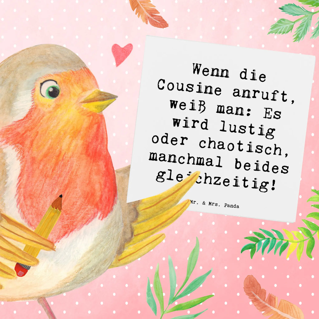 Deluxe Card Saying Wenn die Cousine anruft, weiß man: Es wird lustig oder chaotisch, manchmal beides gleichzeitig! Glückwunschkarte, Hochzeitskarte, Karte, Einladungskarte, Hochwertige Klappkarte, Hochwertige Grußkarte, Klappkarte, Geburtstagskarte, Grußkarte, Familie, Vatertag, Muttertag, Bruder, Schwester, Mama, Papa, Oma, Opa
