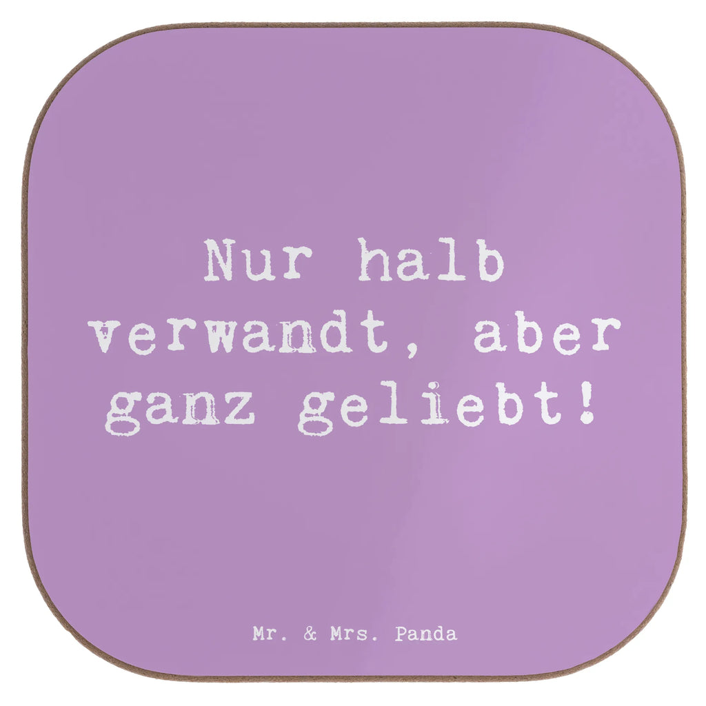 Square coaster Saying Nur halb verwandt, aber ganz geliebt! Untersetzer, Bierdeckel, Glasuntersetzer, Untersetzer Gläser, Getränkeuntersetzer, Untersetzer aus Holz, Untersetzer für Gläser, Korkuntersetzer, Untersetzer Holz, Holzuntersetzer, Tassen Untersetzer, Untersetzer Design, Familie, Vatertag, Muttertag, Bruder, Schwester, Mama, Papa, Oma, Opa