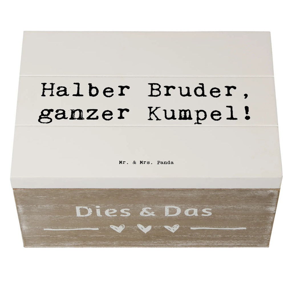 Wooden chest Saying Halber Bruder, ganzer Kumpel! Schatzkiste, Geschenkdose, Erinnerungsbox, Truhe, Dekokiste, Erinnerungskiste, Aufbewahrungsbox, Kiste, Schatulle, XXL, Geschenkbox, Holzkiste, Familie, Vatertag, Muttertag, Bruder, Schwester, Mama, Papa, Oma, Opa