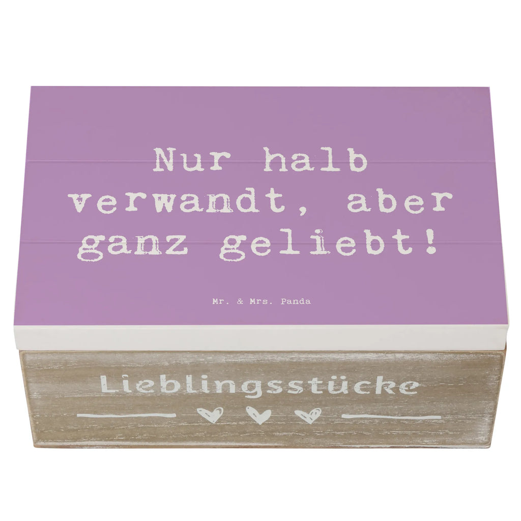 Wooden chest Saying Nur halb verwandt, aber ganz geliebt! Truhe, Kiste, Holzkiste, Geschenkdose, Dekokiste, Schatulle, Geschenkbox, Erinnerungsbox, Schatzkiste, Aufbewahrungsbox, Erinnerungskiste, XXL, Familie, Vatertag, Muttertag, Bruder, Schwester, Mama, Papa, Oma, Opa