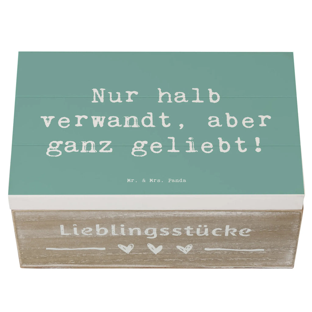 Wooden chest Saying Nur halb verwandt, aber ganz geliebt! Truhe, Kiste, Holzkiste, Geschenkdose, Dekokiste, Schatulle, Geschenkbox, Erinnerungsbox, Schatzkiste, Aufbewahrungsbox, Erinnerungskiste, XXL, Familie, Vatertag, Muttertag, Bruder, Schwester, Mama, Papa, Oma, Opa