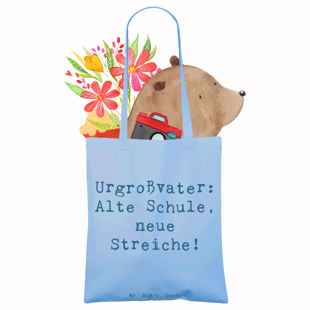 Tote bag Saying Urgroßvater: Alte Schule, neue Streiche! Beuteltasche, Beutel, Einkaufstasche, Jutebeutel, Stoffbeutel, Tasche, Shopper, Umhängetasche, Strandtasche, Schultertasche, Stofftasche, Tragetasche, Badetasche, Jutetasche, Einkaufstüte, Laptoptasche, Familie, Vatertag, Muttertag, Bruder, Schwester, Mama, Papa, Oma, Opa