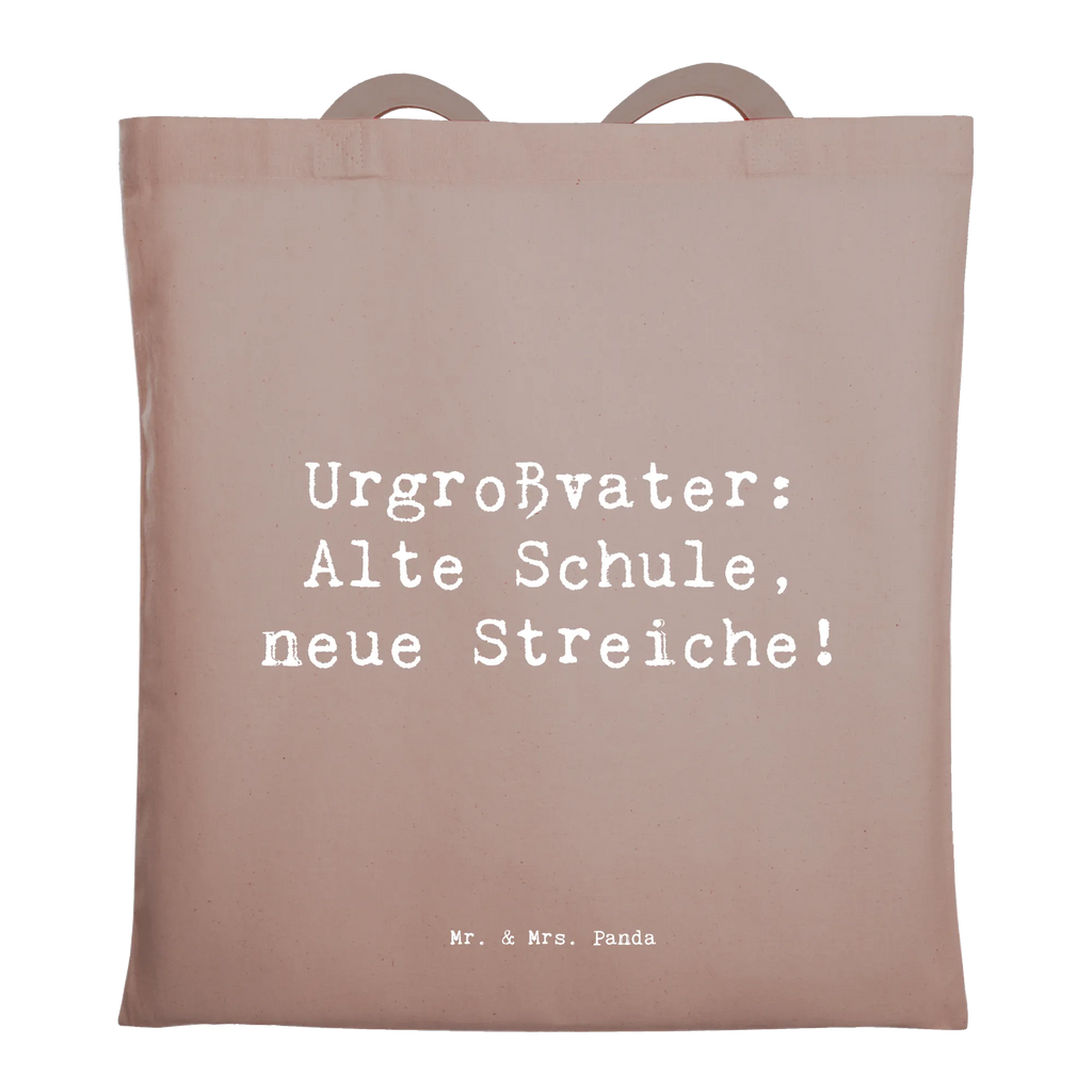 Tote bag Saying Urgroßvater: Alte Schule, neue Streiche! Beuteltasche, Beutel, Einkaufstasche, Jutebeutel, Stoffbeutel, Tasche, Shopper, Umhängetasche, Strandtasche, Schultertasche, Stofftasche, Tragetasche, Badetasche, Jutetasche, Einkaufstüte, Laptoptasche, Familie, Vatertag, Muttertag, Bruder, Schwester, Mama, Papa, Oma, Opa