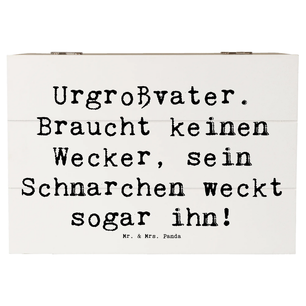 Wooden chest Saying Urgroßvater. Braucht keinen Wecker, sein Schnarchen weckt sogar ihn! XXL, Dekokiste, Geschenkbox, Erinnerungskiste, Kiste, Aufbewahrungsbox, Geschenkdose, Schatulle, Schatzkiste, Holzkiste, Truhe, Erinnerungsbox, Familie, Vatertag, Muttertag, Bruder, Schwester, Mama, Papa, Oma, Opa