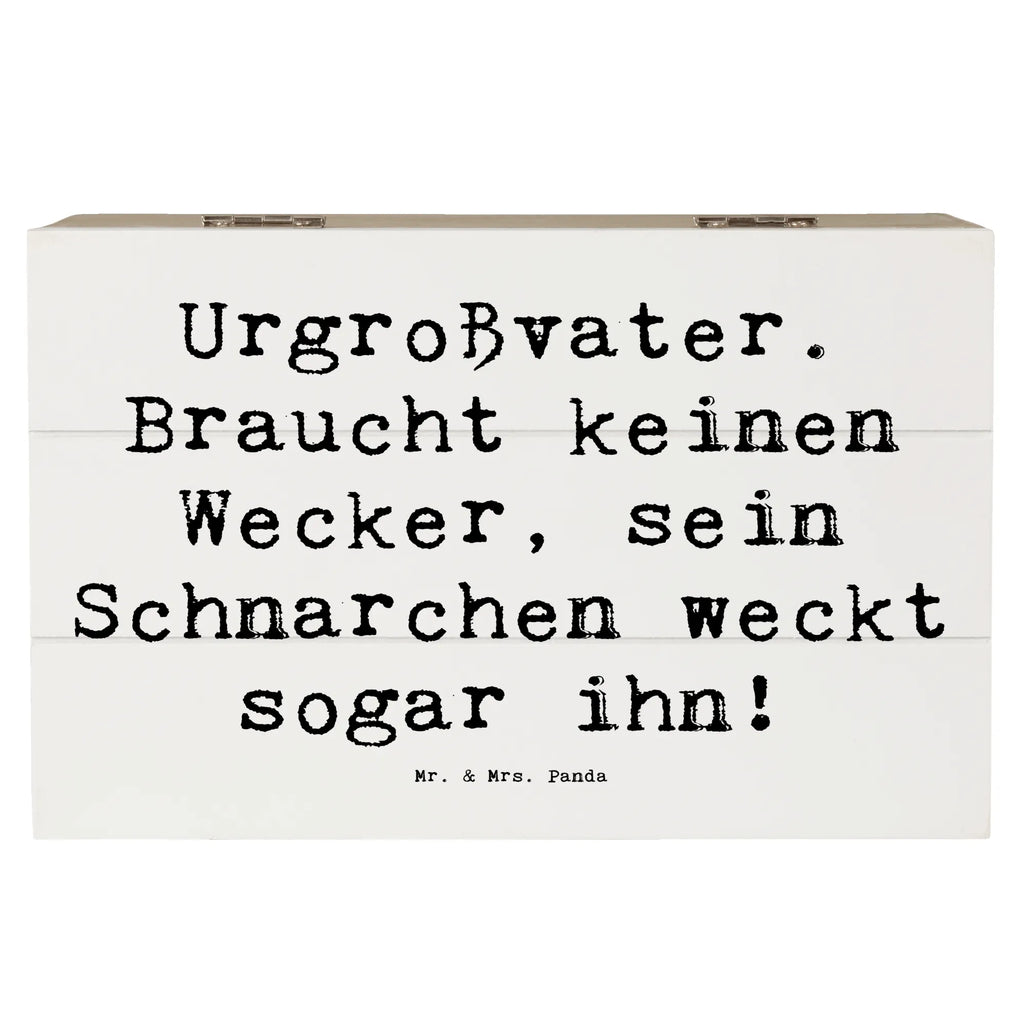 Wooden chest Saying Urgroßvater. Braucht keinen Wecker, sein Schnarchen weckt sogar ihn! XXL, Dekokiste, Geschenkbox, Erinnerungskiste, Kiste, Aufbewahrungsbox, Geschenkdose, Schatulle, Schatzkiste, Holzkiste, Truhe, Erinnerungsbox, Familie, Vatertag, Muttertag, Bruder, Schwester, Mama, Papa, Oma, Opa