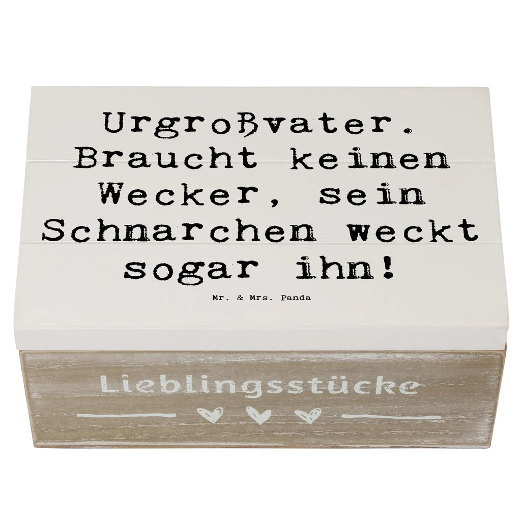 Wooden chest Saying Urgroßvater. Braucht keinen Wecker, sein Schnarchen weckt sogar ihn! XXL, Dekokiste, Geschenkbox, Erinnerungskiste, Kiste, Aufbewahrungsbox, Geschenkdose, Schatulle, Schatzkiste, Holzkiste, Truhe, Erinnerungsbox, Familie, Vatertag, Muttertag, Bruder, Schwester, Mama, Papa, Oma, Opa