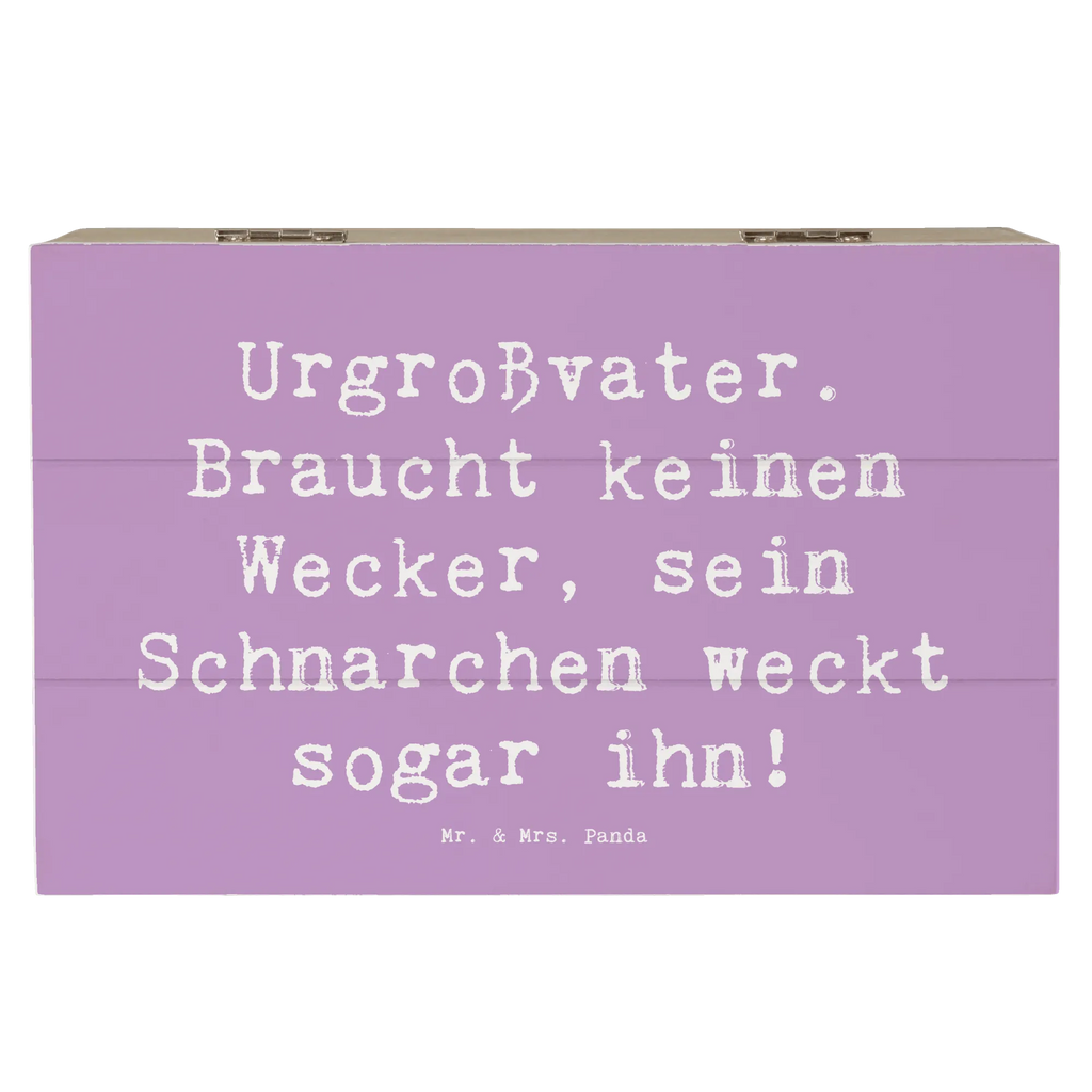 Wooden chest Saying Urgroßvater. Braucht keinen Wecker, sein Schnarchen weckt sogar ihn! XXL, Dekokiste, Geschenkbox, Erinnerungskiste, Kiste, Aufbewahrungsbox, Geschenkdose, Schatulle, Schatzkiste, Holzkiste, Truhe, Erinnerungsbox, Familie, Vatertag, Muttertag, Bruder, Schwester, Mama, Papa, Oma, Opa