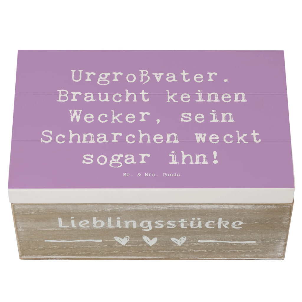 Wooden chest Saying Urgroßvater. Braucht keinen Wecker, sein Schnarchen weckt sogar ihn! XXL, Dekokiste, Geschenkbox, Erinnerungskiste, Kiste, Aufbewahrungsbox, Geschenkdose, Schatulle, Schatzkiste, Holzkiste, Truhe, Erinnerungsbox, Familie, Vatertag, Muttertag, Bruder, Schwester, Mama, Papa, Oma, Opa