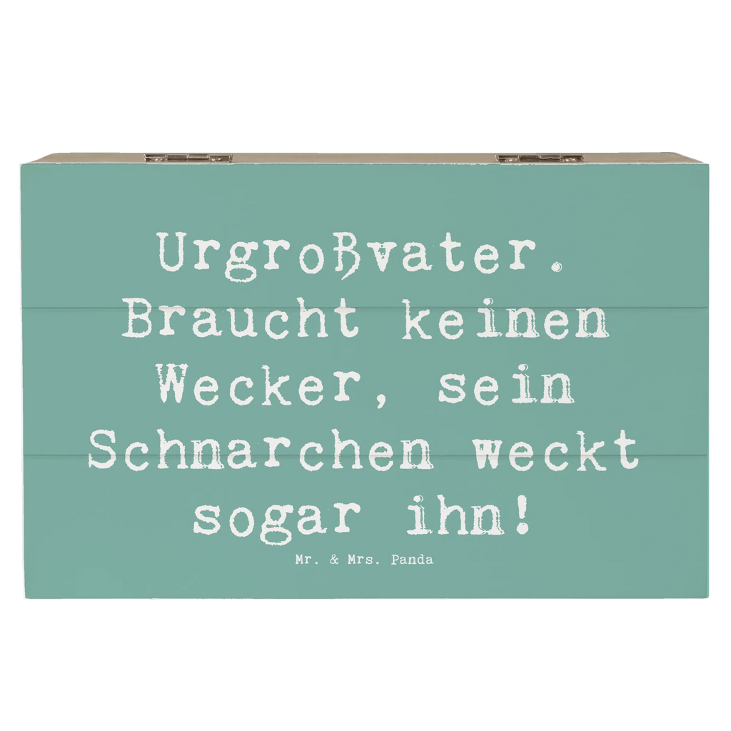 Wooden chest Saying Urgroßvater. Braucht keinen Wecker, sein Schnarchen weckt sogar ihn! XXL, Dekokiste, Geschenkbox, Erinnerungskiste, Kiste, Aufbewahrungsbox, Geschenkdose, Schatulle, Schatzkiste, Holzkiste, Truhe, Erinnerungsbox, Familie, Vatertag, Muttertag, Bruder, Schwester, Mama, Papa, Oma, Opa