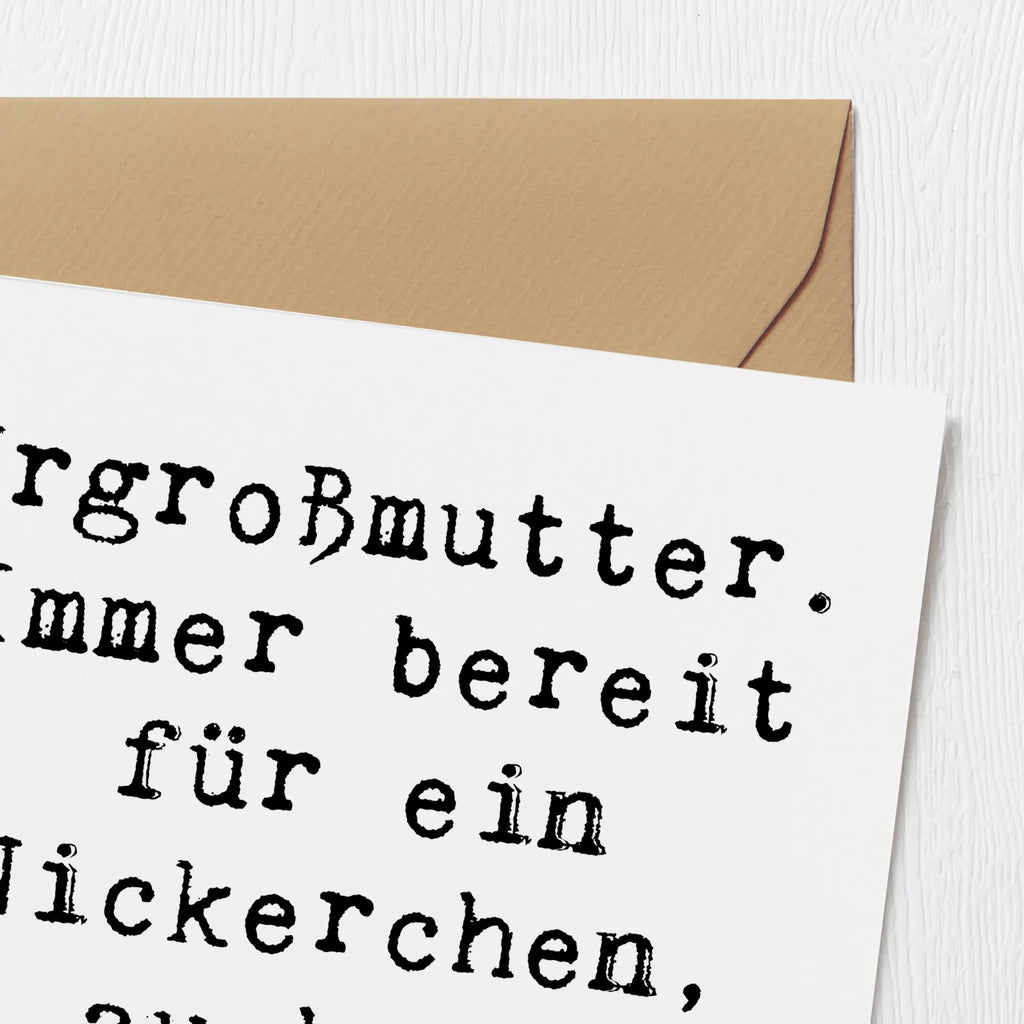 Deluxe Card Saying Urgroßmutter. Immer bereit für ein Nickerchen, auch im Stehen! Hochzeitskarte, Geburtstagskarte, Karte, Glückwunschkarte, Grußkarte, Hochwertige Klappkarte, Hochwertige Grußkarte, Klappkarte, Einladungskarte, Familie, Vatertag, Muttertag, Bruder, Schwester, Mama, Papa, Oma, Opa