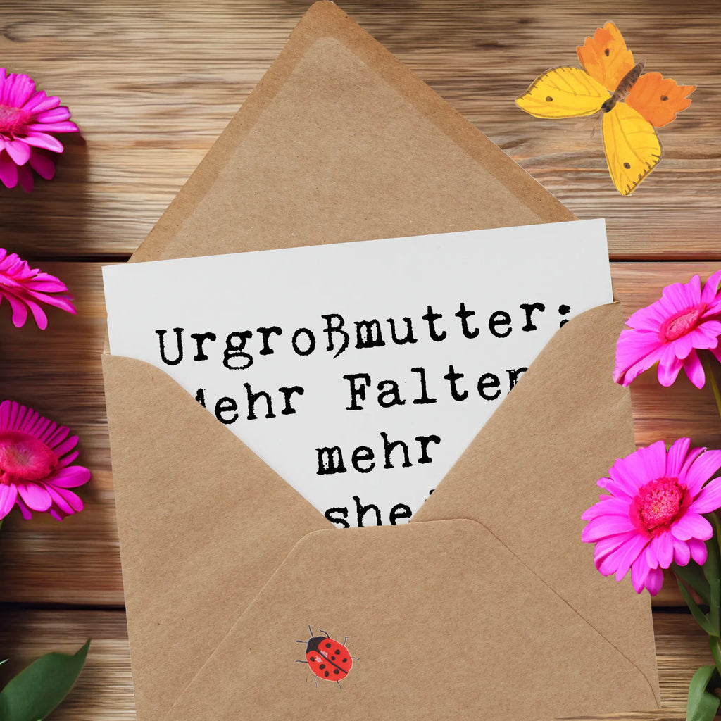 Deluxe Karte Spruch Urgroßmutter Weisheiten Geburtstagskarte, Klappkarte, Grußkarte, Einladungskarte, Hochwertige Klappkarte, Karte, Glückwunschkarte, Hochzeitskarte, Hochwertige Grußkarte, Familie, Vatertag, Muttertag, Bruder, Schwester, Mama, Papa, Oma, Opa