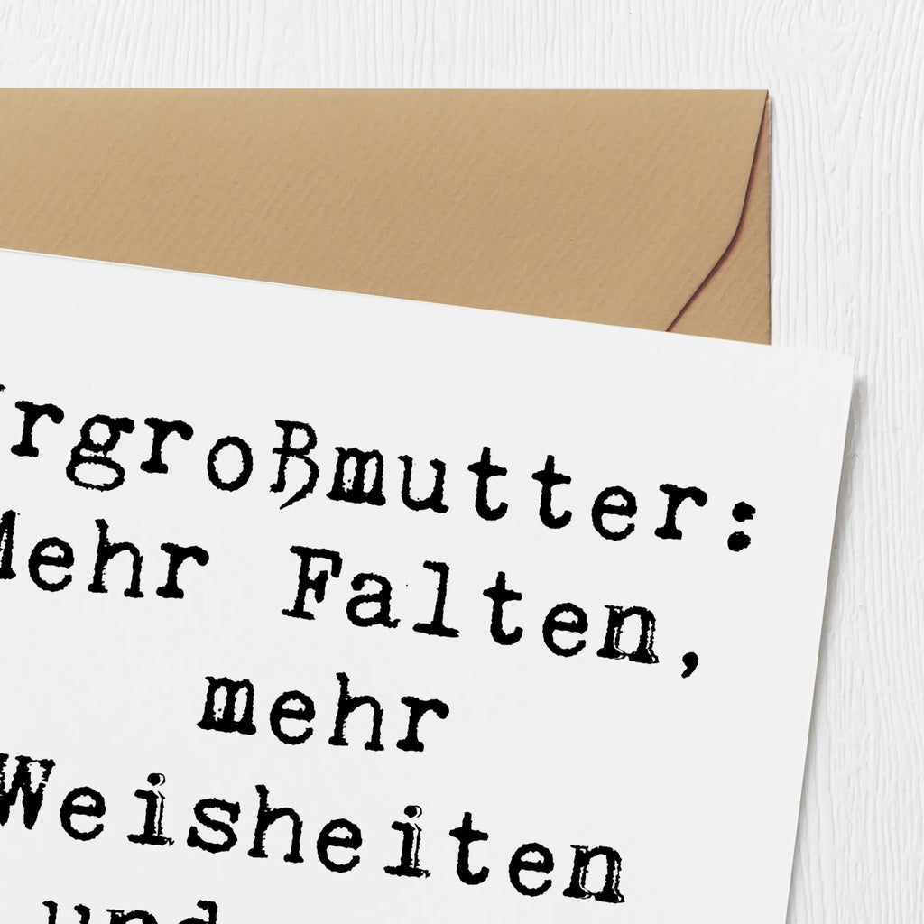 Deluxe Karte Spruch Urgroßmutter Weisheiten Geburtstagskarte, Klappkarte, Grußkarte, Einladungskarte, Hochwertige Klappkarte, Karte, Glückwunschkarte, Hochzeitskarte, Hochwertige Grußkarte, Familie, Vatertag, Muttertag, Bruder, Schwester, Mama, Papa, Oma, Opa