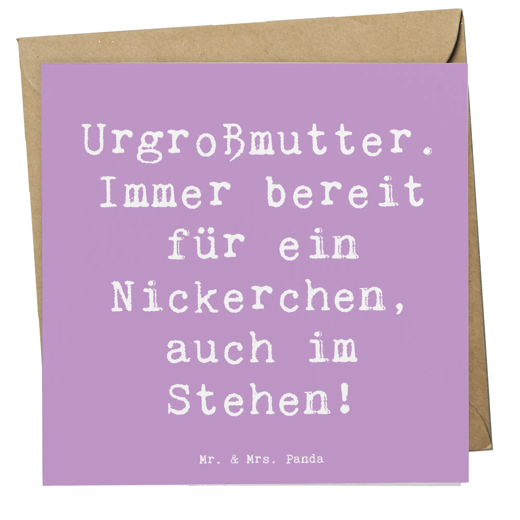 Deluxe Card Saying Urgroßmutter. Immer bereit für ein Nickerchen, auch im Stehen! Hochzeitskarte, Geburtstagskarte, Karte, Glückwunschkarte, Grußkarte, Hochwertige Klappkarte, Hochwertige Grußkarte, Klappkarte, Einladungskarte, Familie, Vatertag, Muttertag, Bruder, Schwester, Mama, Papa, Oma, Opa