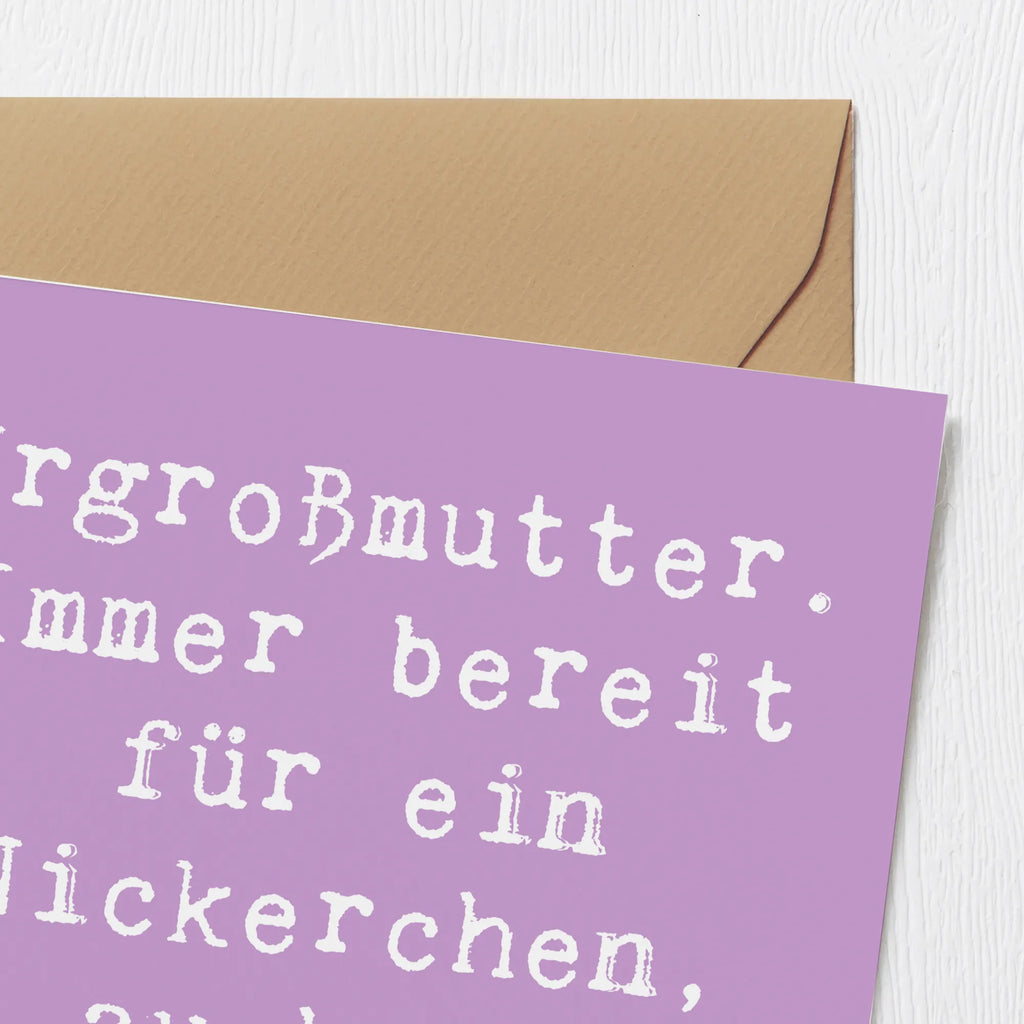 Deluxe Card Saying Urgroßmutter. Immer bereit für ein Nickerchen, auch im Stehen! Hochzeitskarte, Geburtstagskarte, Karte, Glückwunschkarte, Grußkarte, Hochwertige Klappkarte, Hochwertige Grußkarte, Klappkarte, Einladungskarte, Familie, Vatertag, Muttertag, Bruder, Schwester, Mama, Papa, Oma, Opa