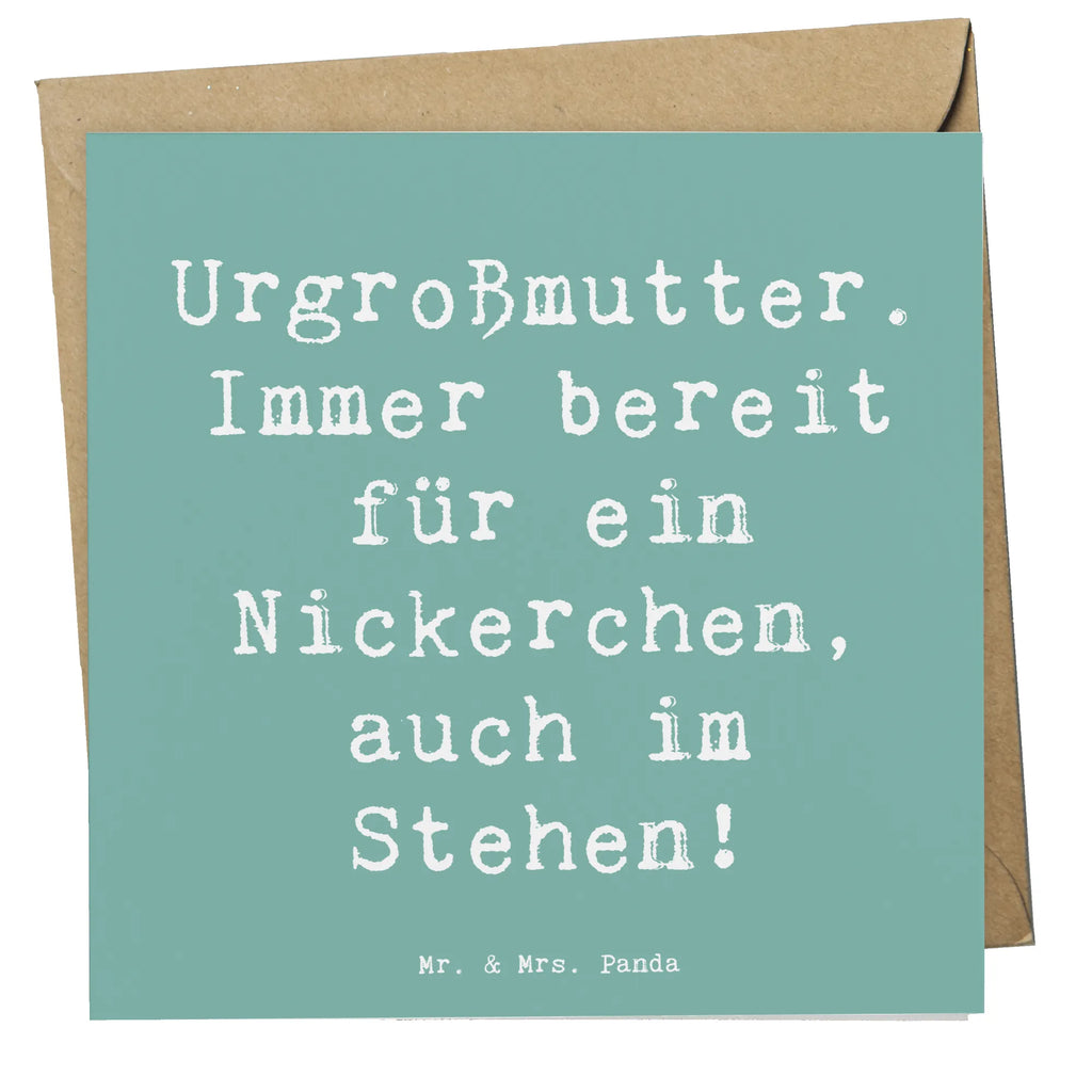Deluxe Card Saying Urgroßmutter. Immer bereit für ein Nickerchen, auch im Stehen! Hochzeitskarte, Geburtstagskarte, Karte, Glückwunschkarte, Grußkarte, Hochwertige Klappkarte, Hochwertige Grußkarte, Klappkarte, Einladungskarte, Familie, Vatertag, Muttertag, Bruder, Schwester, Mama, Papa, Oma, Opa