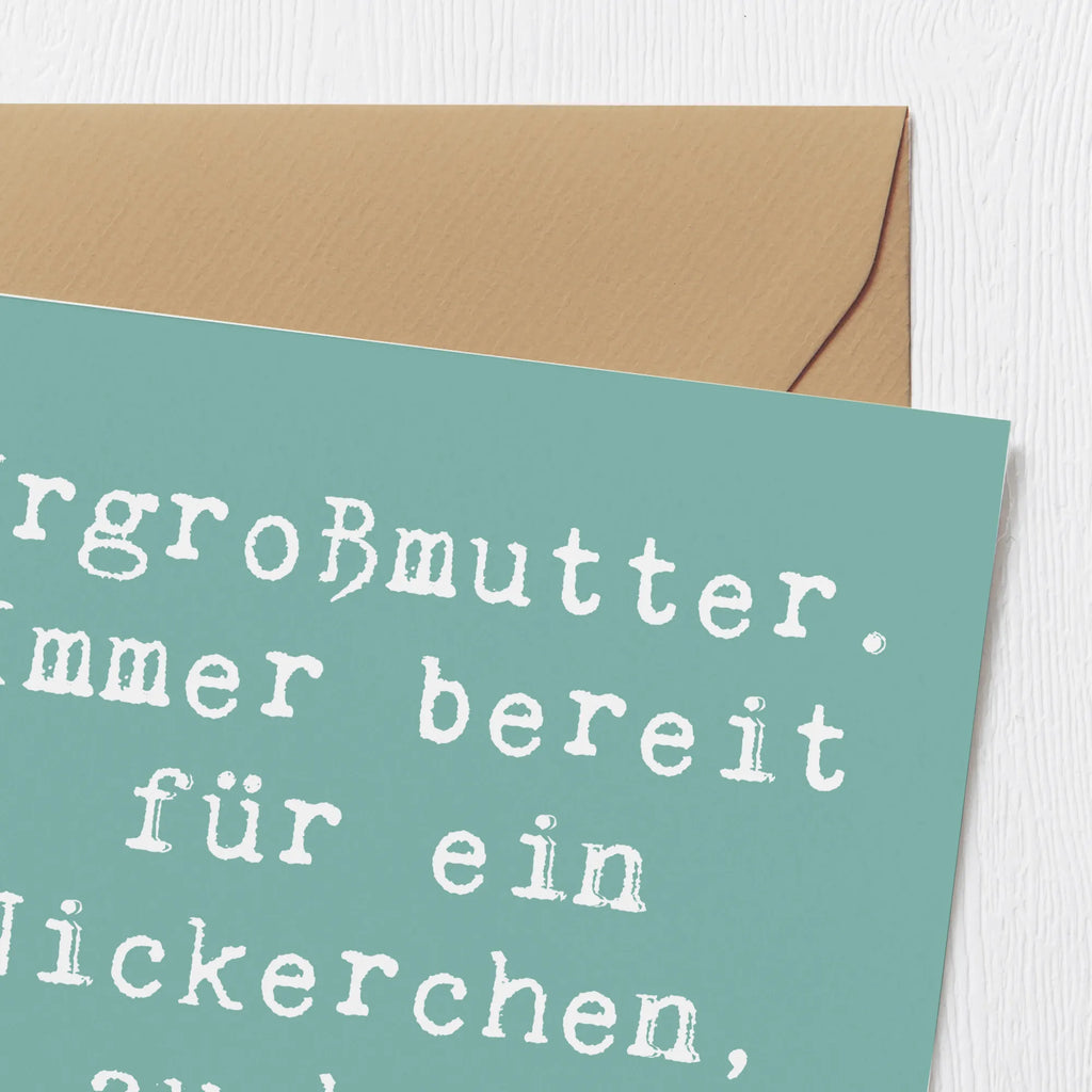 Deluxe Card Saying Urgroßmutter. Immer bereit für ein Nickerchen, auch im Stehen! Hochzeitskarte, Geburtstagskarte, Karte, Glückwunschkarte, Grußkarte, Hochwertige Klappkarte, Hochwertige Grußkarte, Klappkarte, Einladungskarte, Familie, Vatertag, Muttertag, Bruder, Schwester, Mama, Papa, Oma, Opa