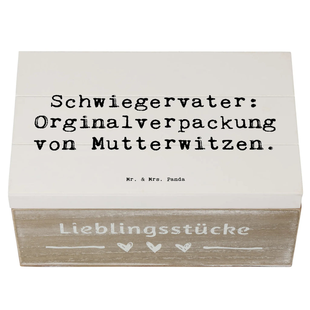 Wooden chest Saying Schwiegervater: Orginalverpackung von Mutterwitzen. Erinnerungsbox, Dekokiste, Geschenkbox, Erinnerungskiste, Truhe, Holzkiste, Schatzkiste, XXL, Geschenkdose, Aufbewahrungsbox, Kiste, Schatulle, Familie, Vatertag, Muttertag, Bruder, Schwester, Mama, Papa, Oma, Opa