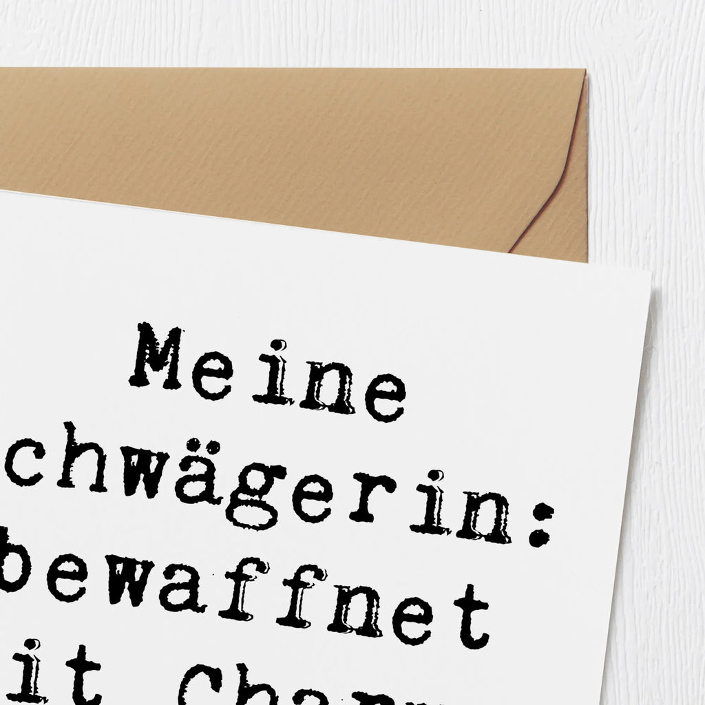 Deluxe Karte Spruch Schwägerin Charmant Chaos Glückwunschkarte, Hochwertige Klappkarte, Klappkarte, Geburtstagskarte, Hochwertige Grußkarte, Karte, Hochzeitskarte, Einladungskarte, Grußkarte, Familie, Vatertag, Muttertag, Bruder, Schwester, Mama, Papa, Oma, Opa