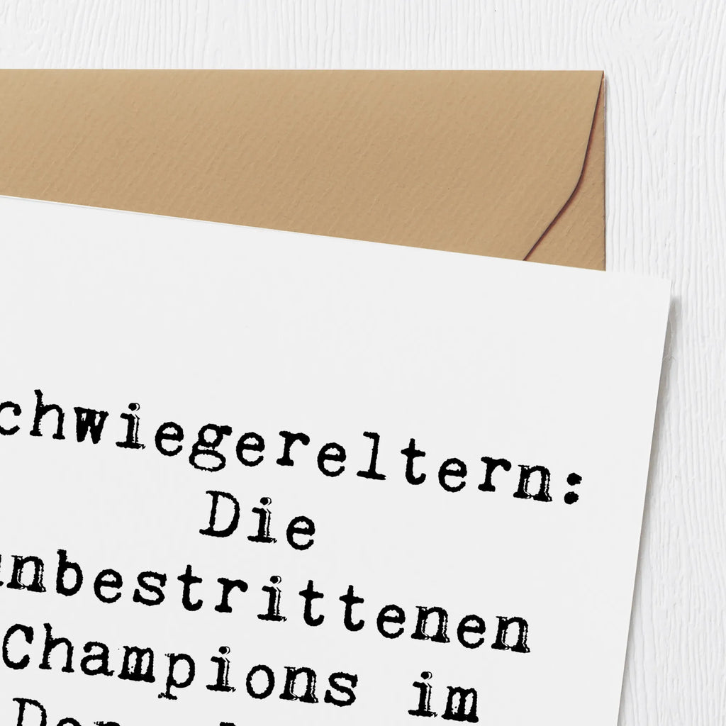 Deluxe Karte Spruch Schwiegereltern Champions Einladungskarte, Klappkarte, Glückwunschkarte, Geburtstagskarte, Hochzeitskarte, Hochwertige Klappkarte, Hochwertige Grußkarte, Karte, Grußkarte, Familie, Vatertag, Muttertag, Bruder, Schwester, Mama, Papa, Oma, Opa