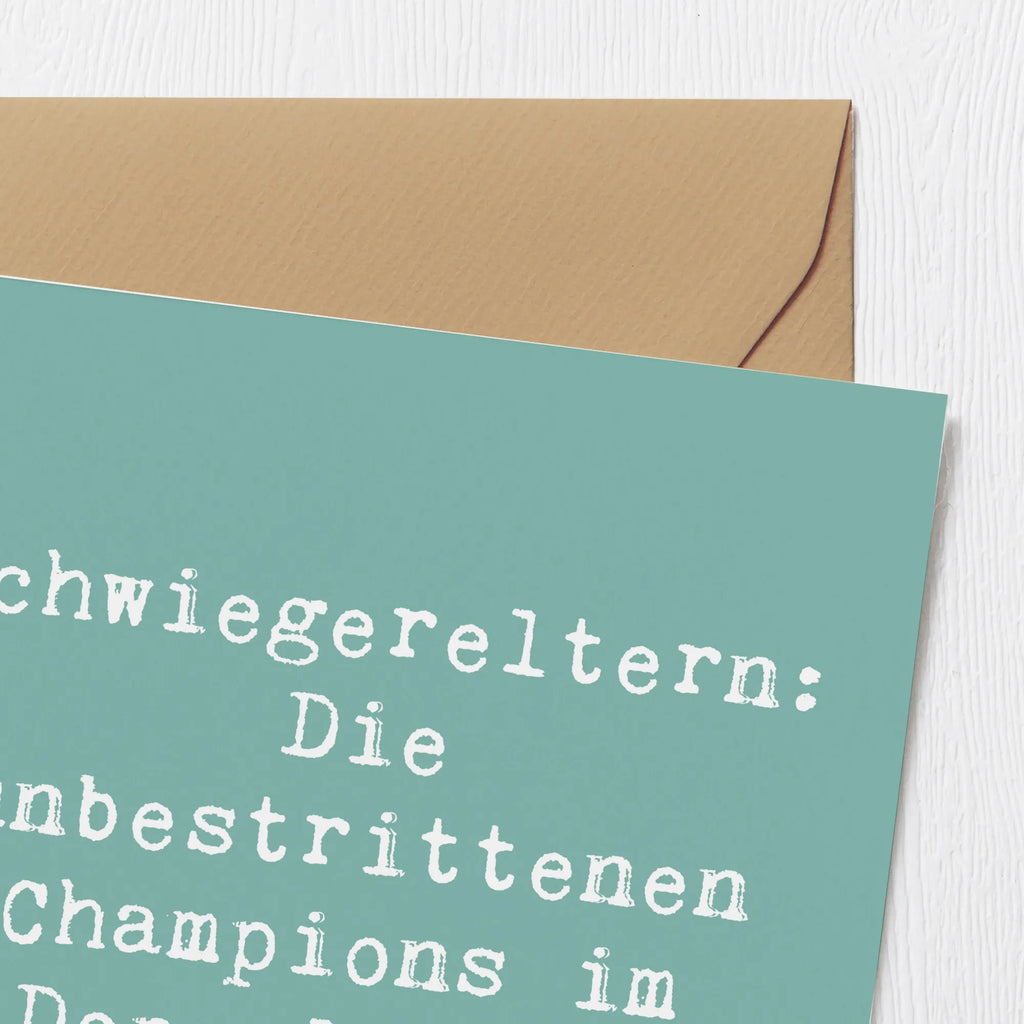 Deluxe Karte Spruch Schwiegereltern Champions Einladungskarte, Klappkarte, Glückwunschkarte, Geburtstagskarte, Hochzeitskarte, Hochwertige Klappkarte, Hochwertige Grußkarte, Karte, Grußkarte, Familie, Vatertag, Muttertag, Bruder, Schwester, Mama, Papa, Oma, Opa