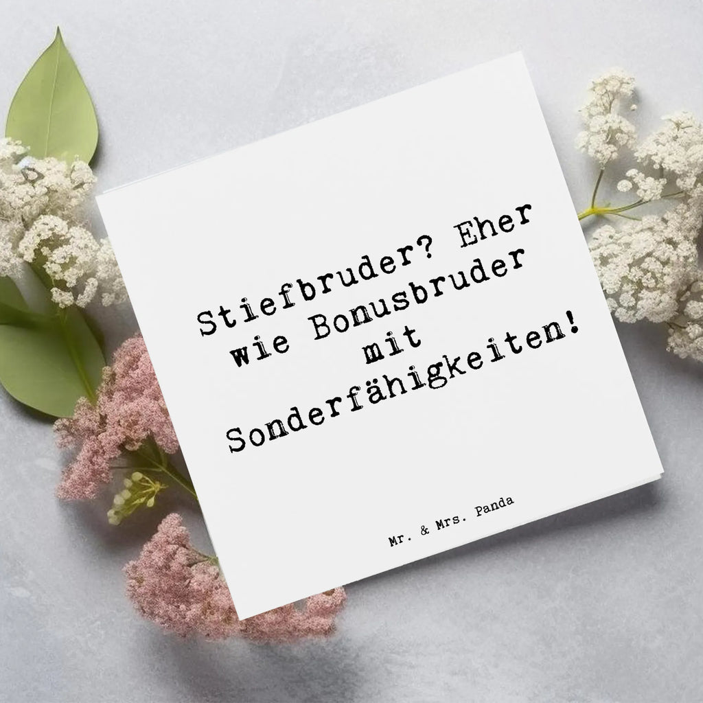 Deluxe Karte Spruch Stiefbruder Glückwunschkarte, Klappkarte, Einladungskarte, Karte, Hochzeitskarte, Hochwertige Klappkarte, Grußkarte, Hochwertige Grußkarte, Geburtstagskarte, Familie, Vatertag, Muttertag, Bruder, Schwester, Mama, Papa, Oma, Opa