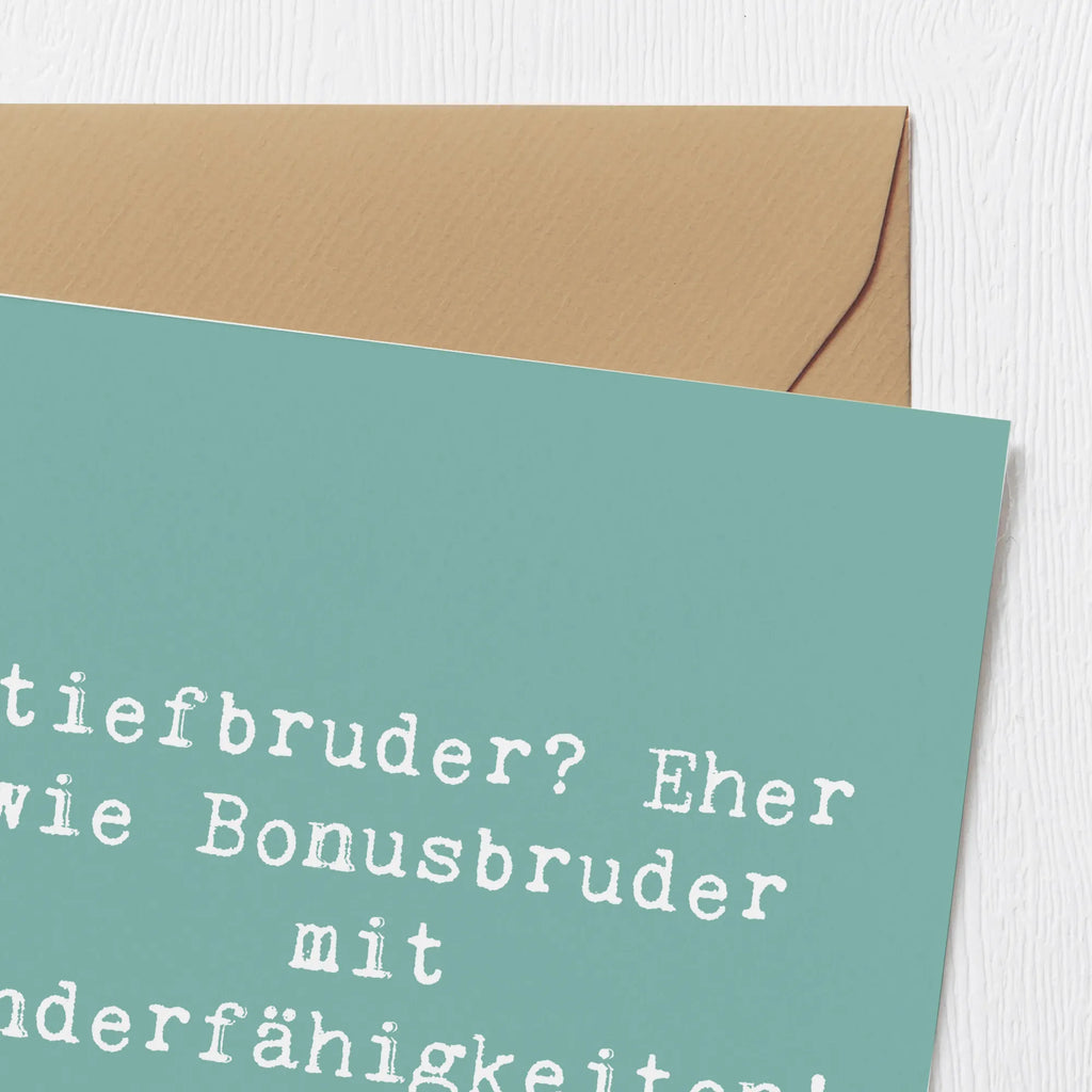 Deluxe Karte Spruch Stiefbruder Glückwunschkarte, Klappkarte, Einladungskarte, Karte, Hochzeitskarte, Hochwertige Klappkarte, Grußkarte, Hochwertige Grußkarte, Geburtstagskarte, Familie, Vatertag, Muttertag, Bruder, Schwester, Mama, Papa, Oma, Opa