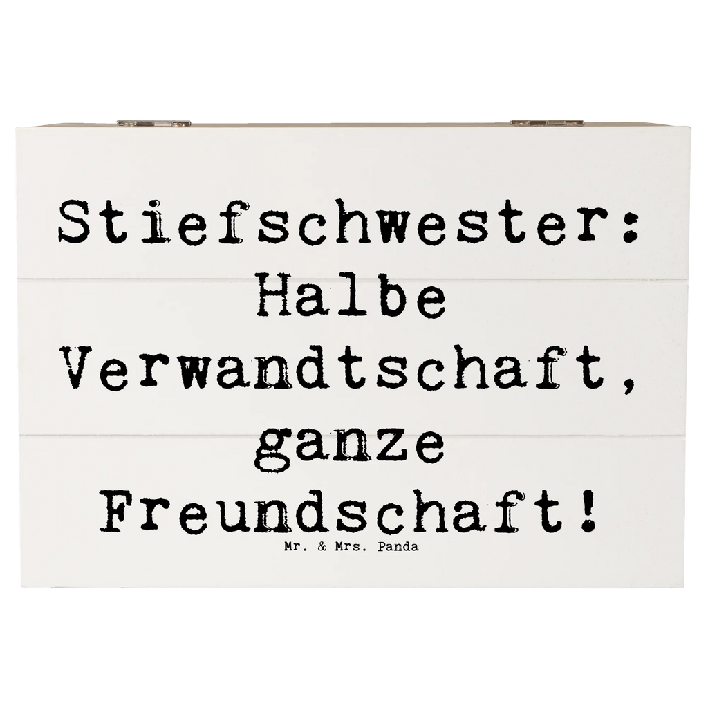 Wooden chest Saying Stiefschwester: Halbe Verwandtschaft, ganze Freundschaft! Geschenkbox, Geschenkdose, Erinnerungsbox, Schatzkiste, Truhe, Kiste, Dekokiste, Erinnerungskiste, Aufbewahrungsbox, Holzkiste, Schatulle, XXL, Familie, Vatertag, Muttertag, Bruder, Schwester, Mama, Papa, Oma, Opa