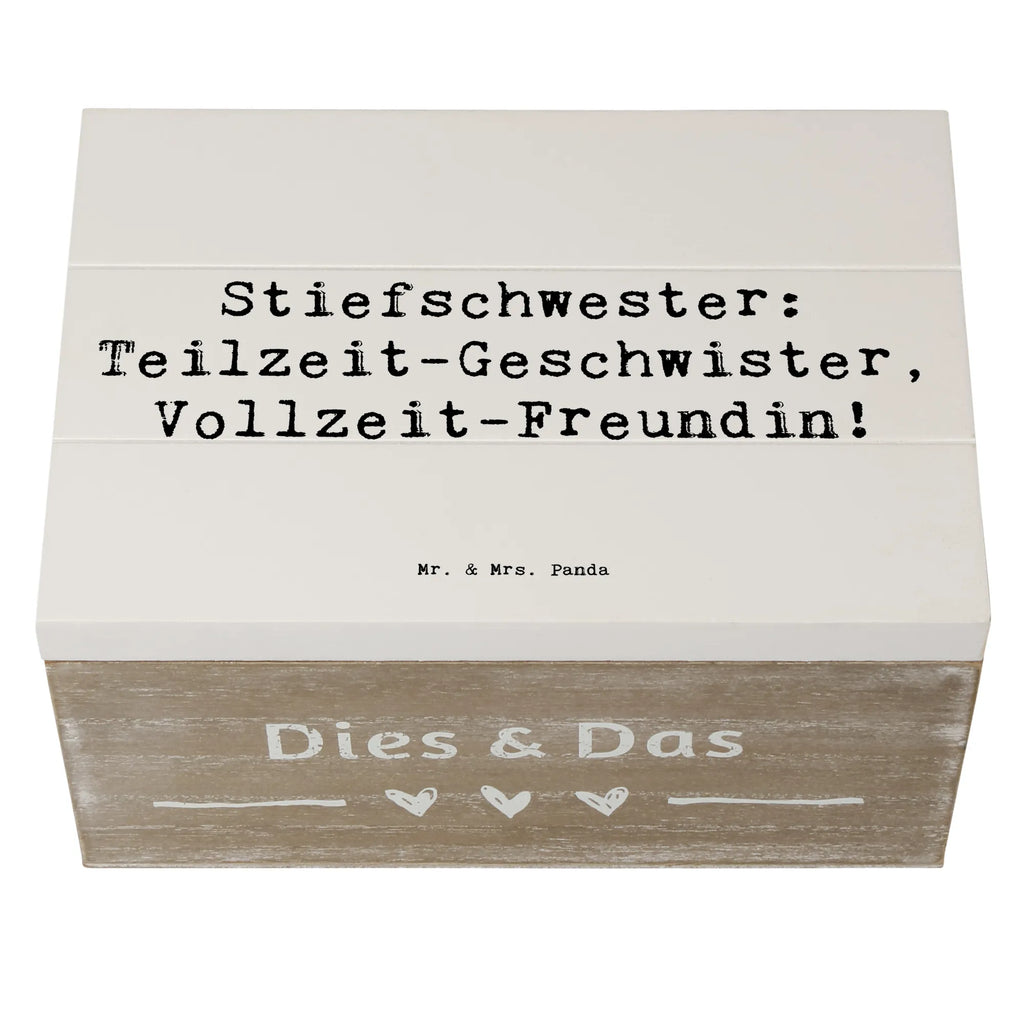 Wooden chest Saying Stiefschwester: Teilzeit-Geschwister, Vollzeit-Freundin! Holzkiste, Aufbewahrungsbox, XXL, Dekokiste, Kiste, Schatulle, Erinnerungsbox, Truhe, Schatzkiste, Geschenkbox, Erinnerungskiste, Geschenkdose, Familie, Vatertag, Muttertag, Bruder, Schwester, Mama, Papa, Oma, Opa